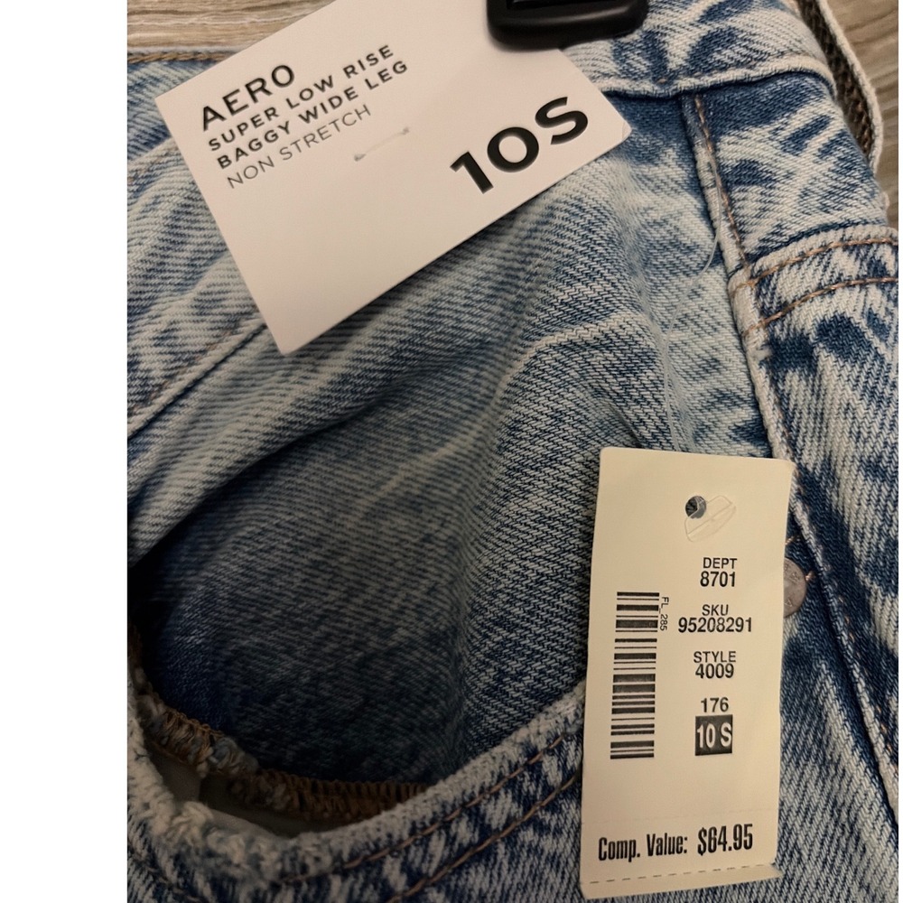 Aeropostale Super Low Rise Baggy Wide Leg Jeans Light Wash Denim 10S NWT y2K 409 - Picture 2 of 9
